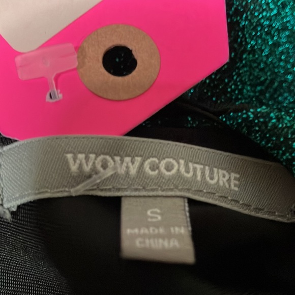 WOW Couture green sparkle dress with spaghetti straps and zipper closure. Size S - Picture 5 of 6